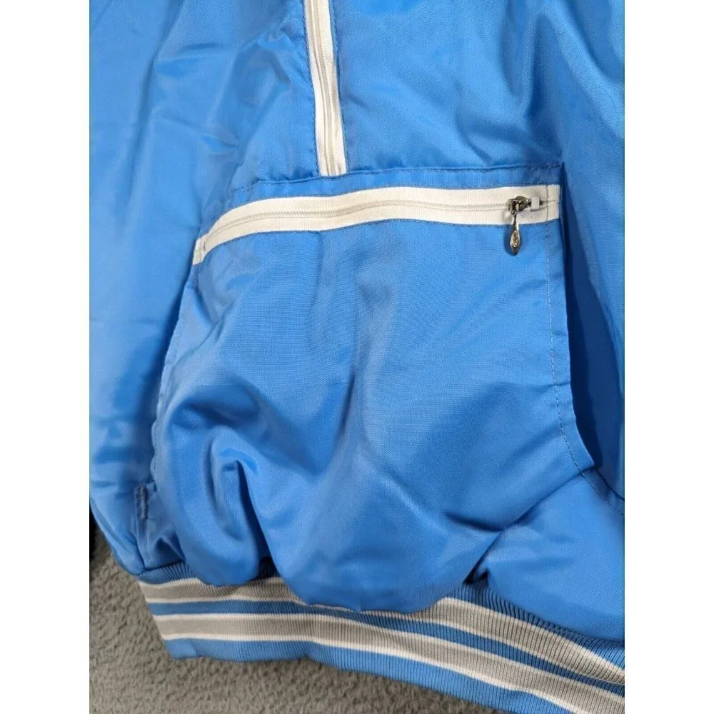 Vintage Butwin Jacket XS Nylon Varsity Style Lined  Front Zip Pocket Blue Gray